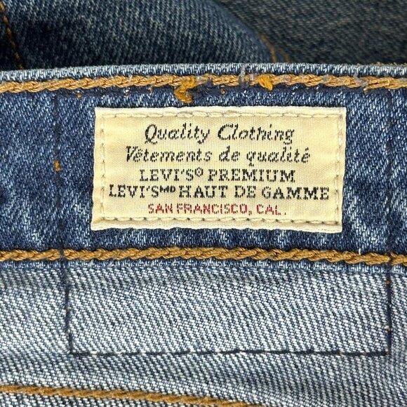 Levi's Wedgie Straight Premium Denim High Rise Medium Dark Wash Jeans - Picture 14 of 15